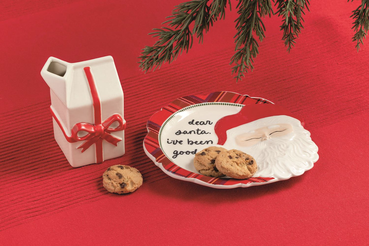 Santa Cookie Plate & Milk Set
