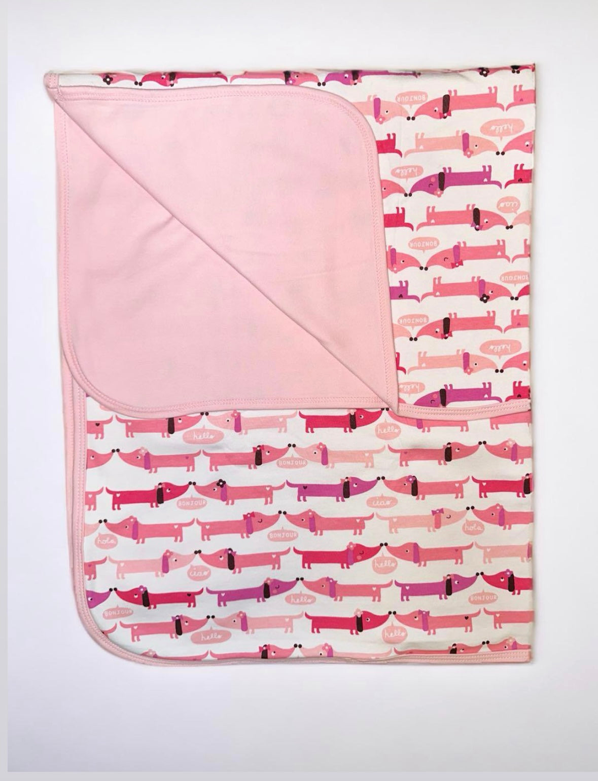Pink Hot Dog, Reversible Baby Blanket