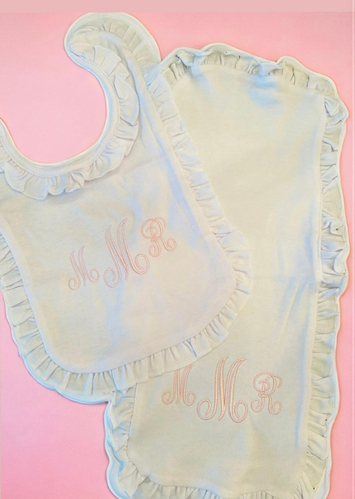 Ruffle Bib & Burp Cloth