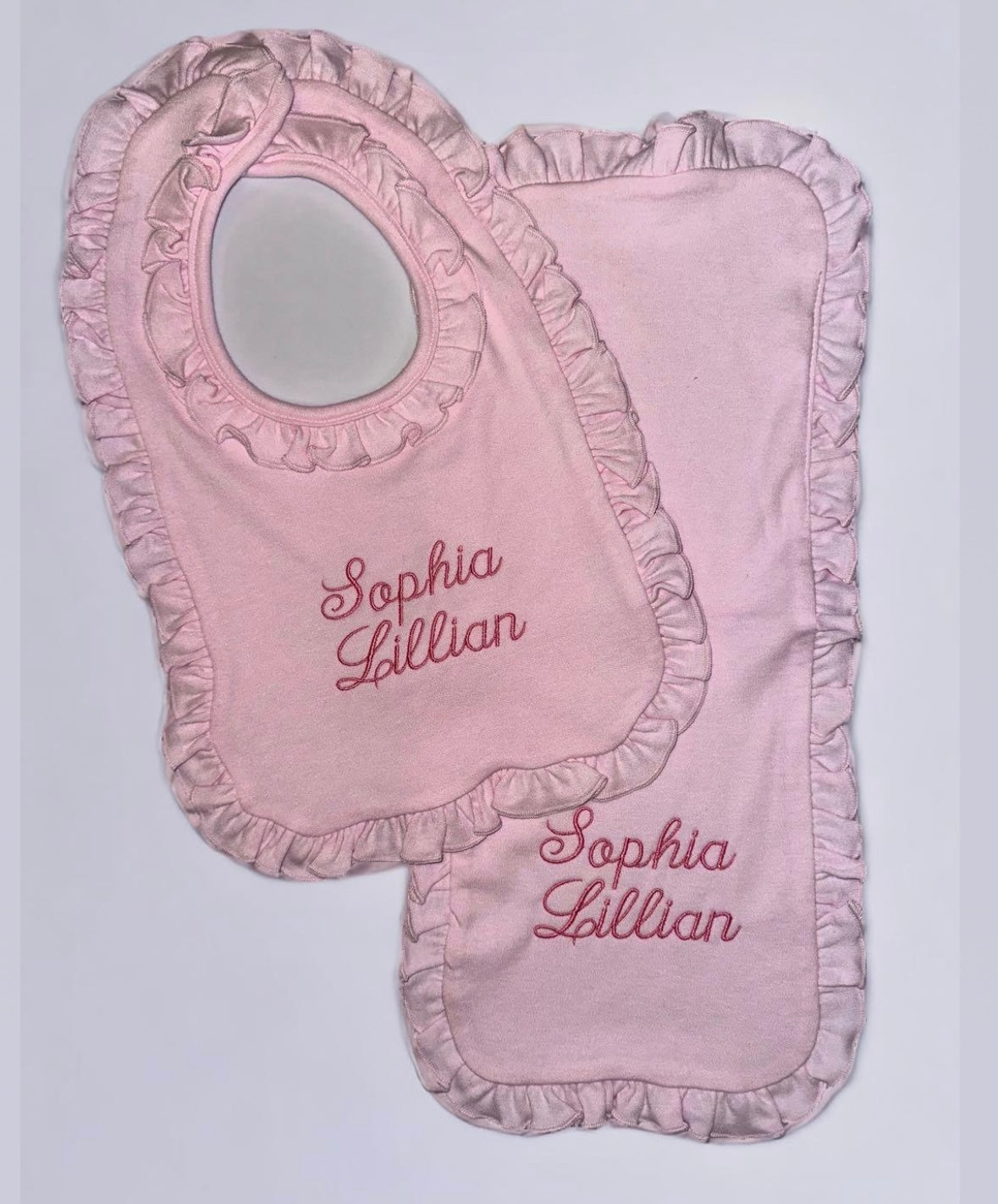 Ruffle Bib & Burp Cloth