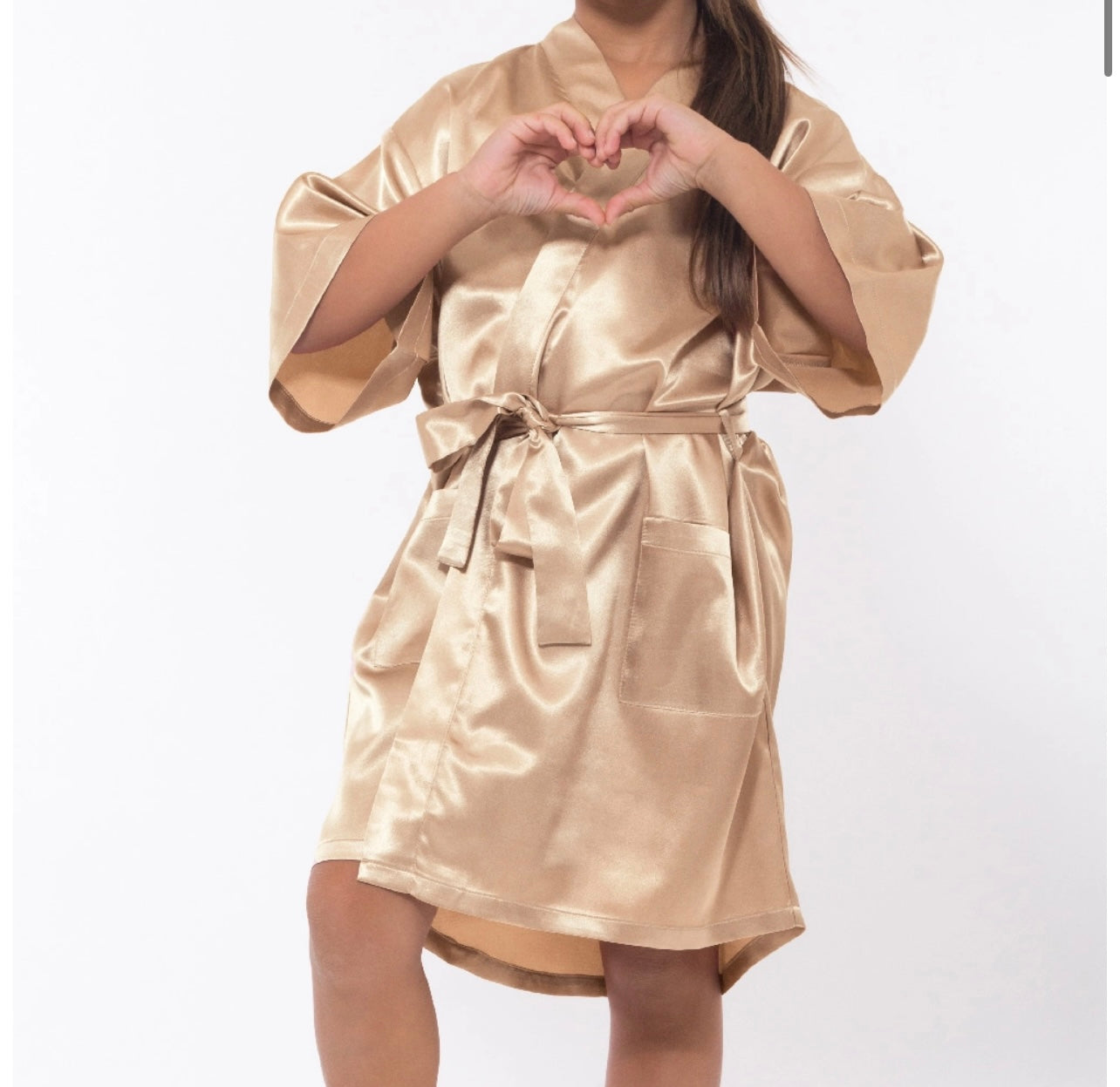Satin Kimono Short Robe - Childrens