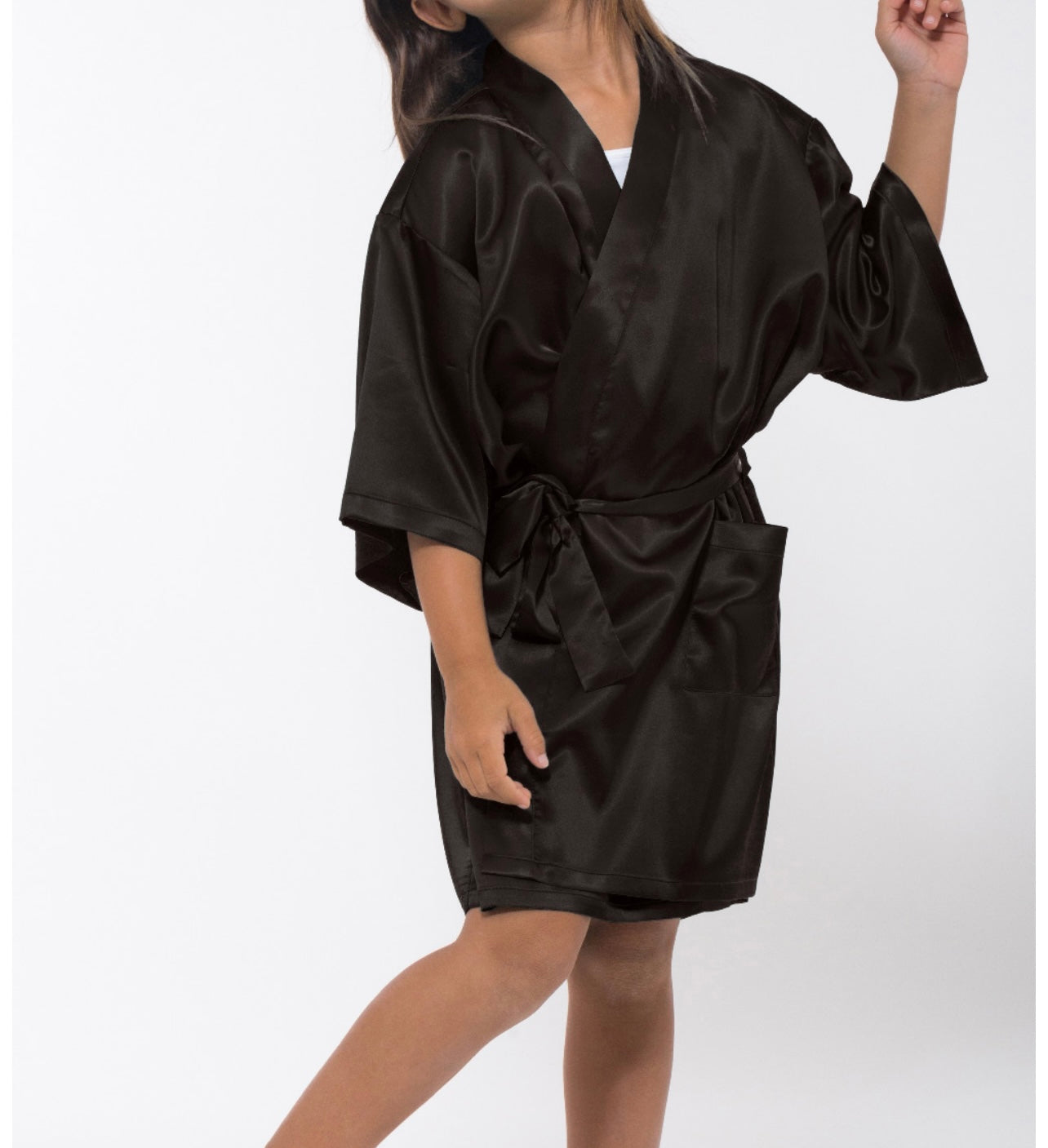 Satin Kimono Short Robe - Childrens