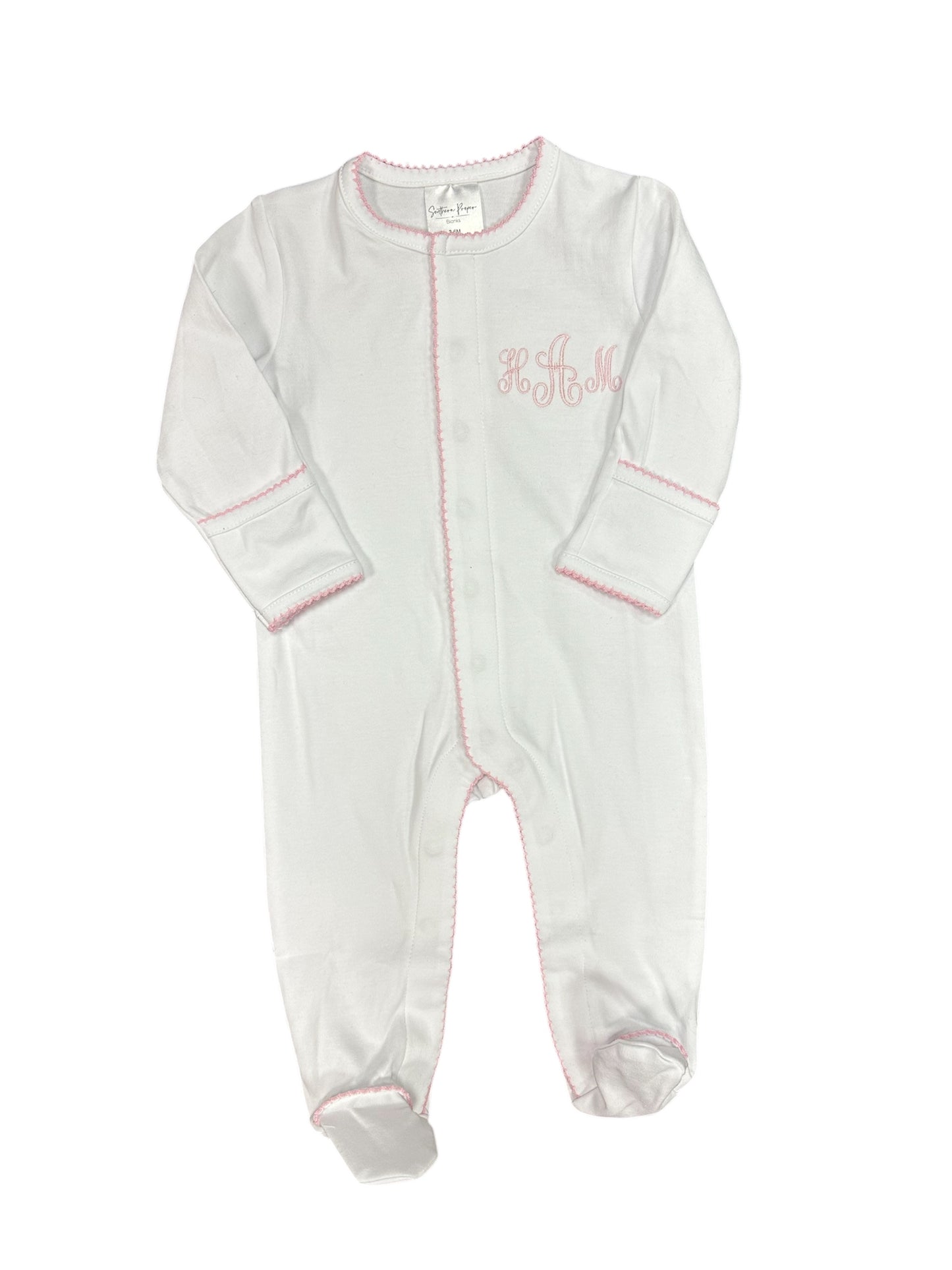 Children’s Onesie, Footed in Organic Cotton Picot