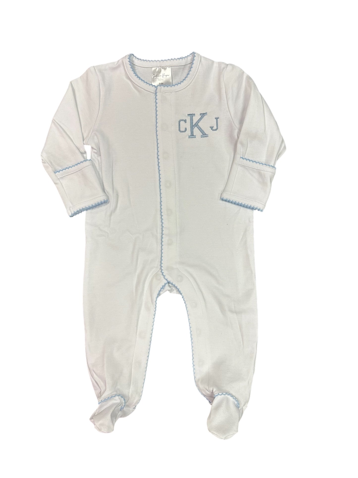 Children’s Onesie, Footed in Organic Cotton Picot