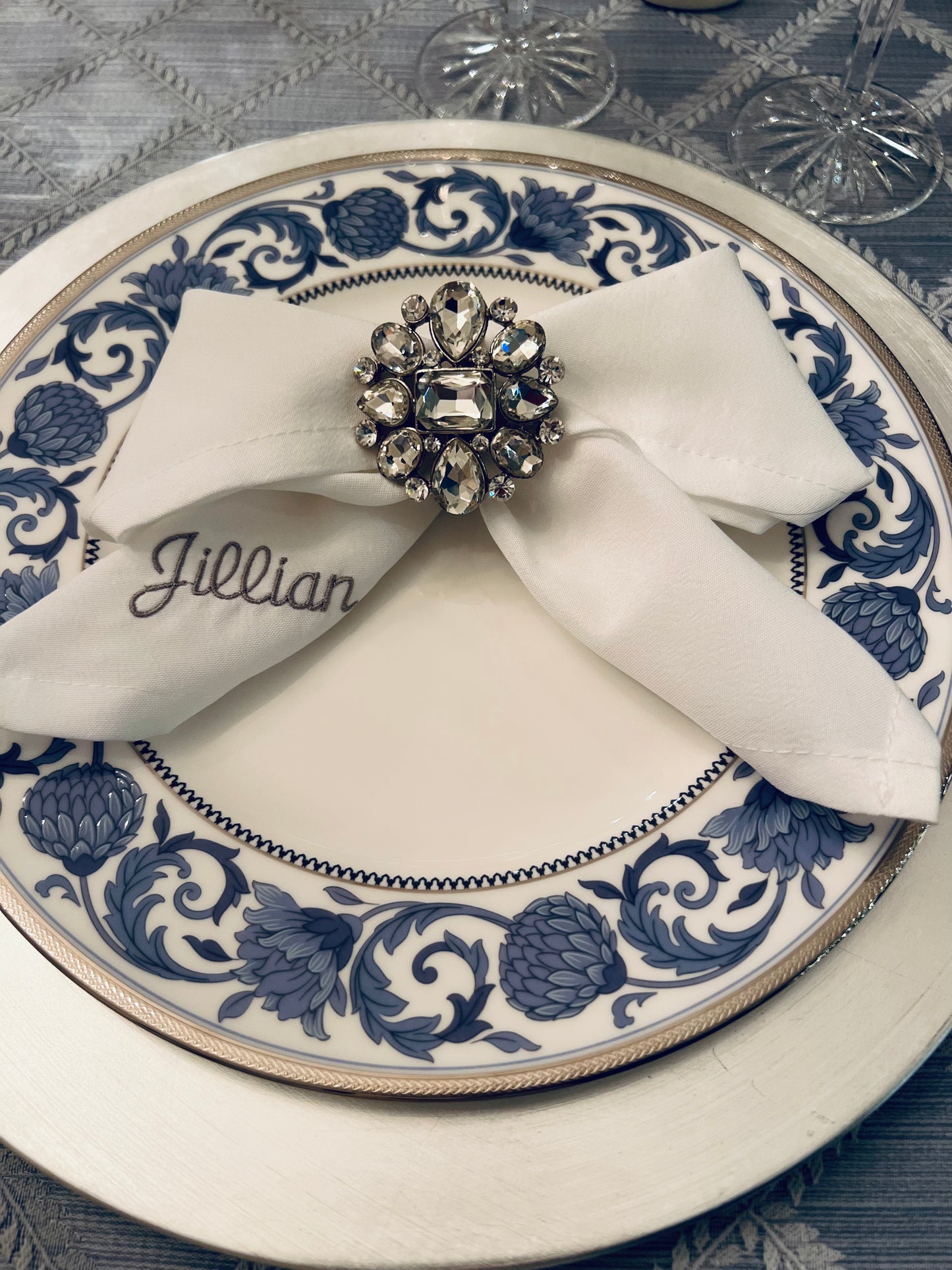 White Dinner Napkin - Set of 4 - Names