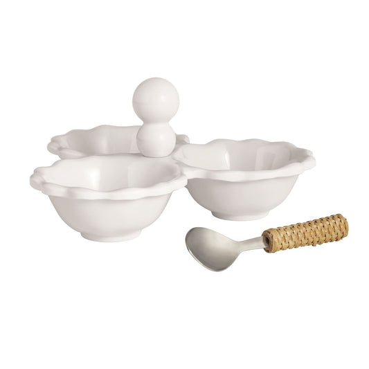 Ruffled Melamine Triple Tidbit Set