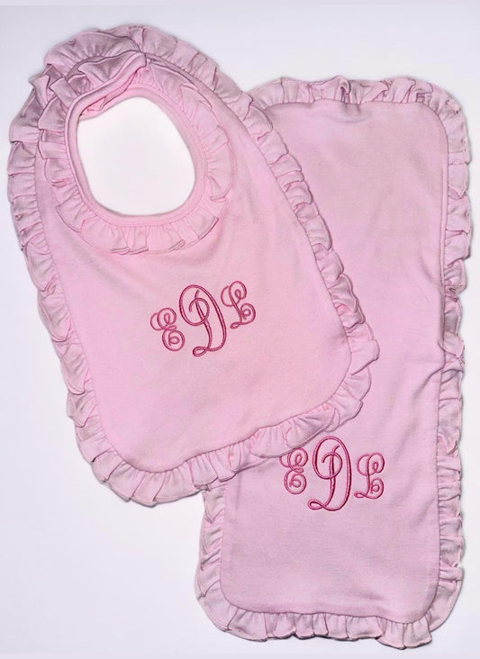 Ruffle Bib & Burp Cloth