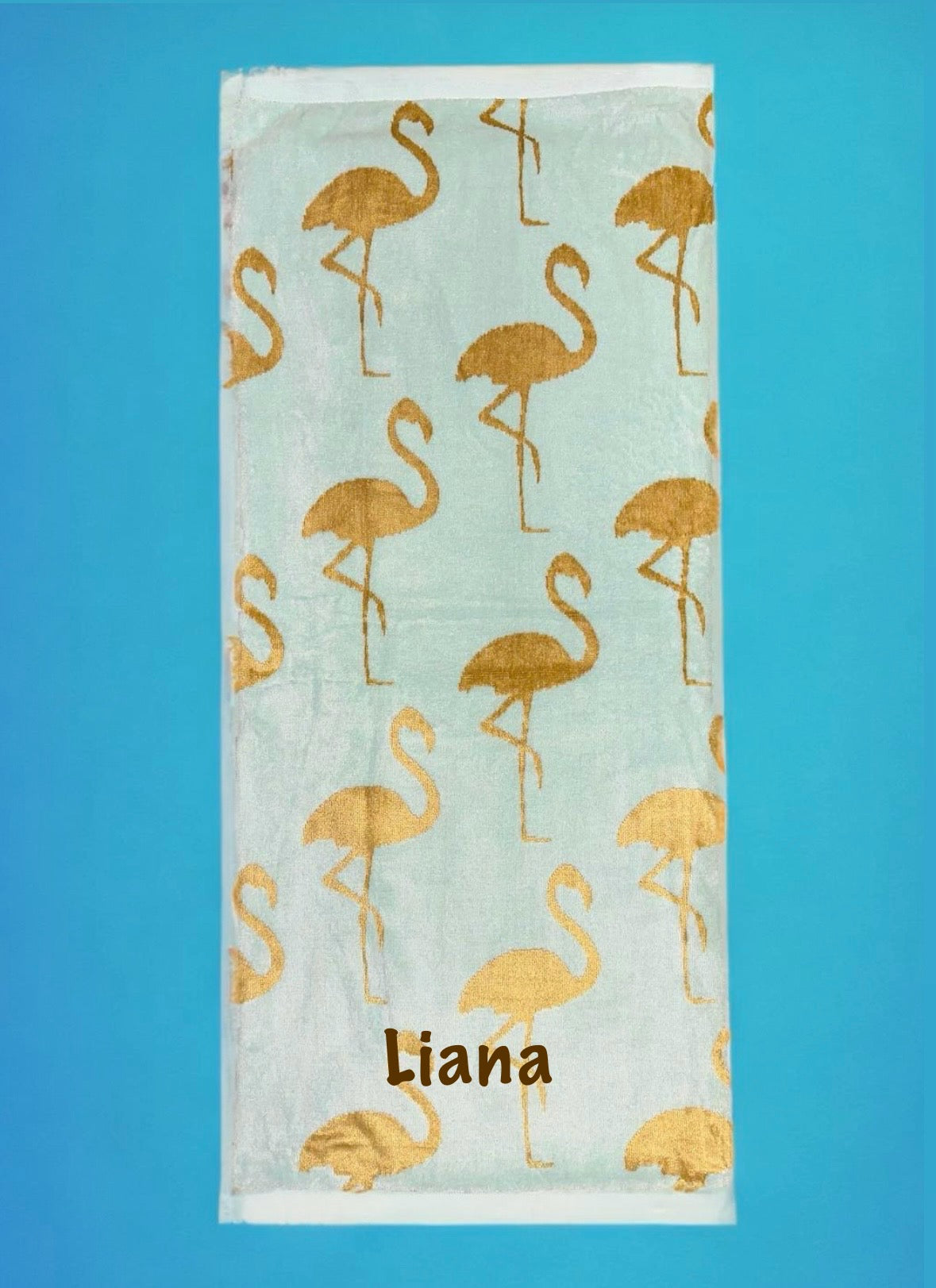 Blue Flamingo Beach Towel