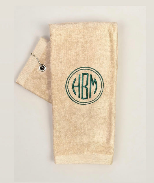 Round Monogram Design Golf Towel